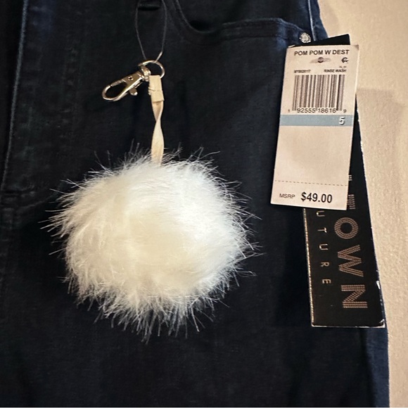 TINSELTOWN Juniors' Pom Pom High Rise Skinny Jeans Size 5 - NWT - Deep Blue - Picture 4 of 10